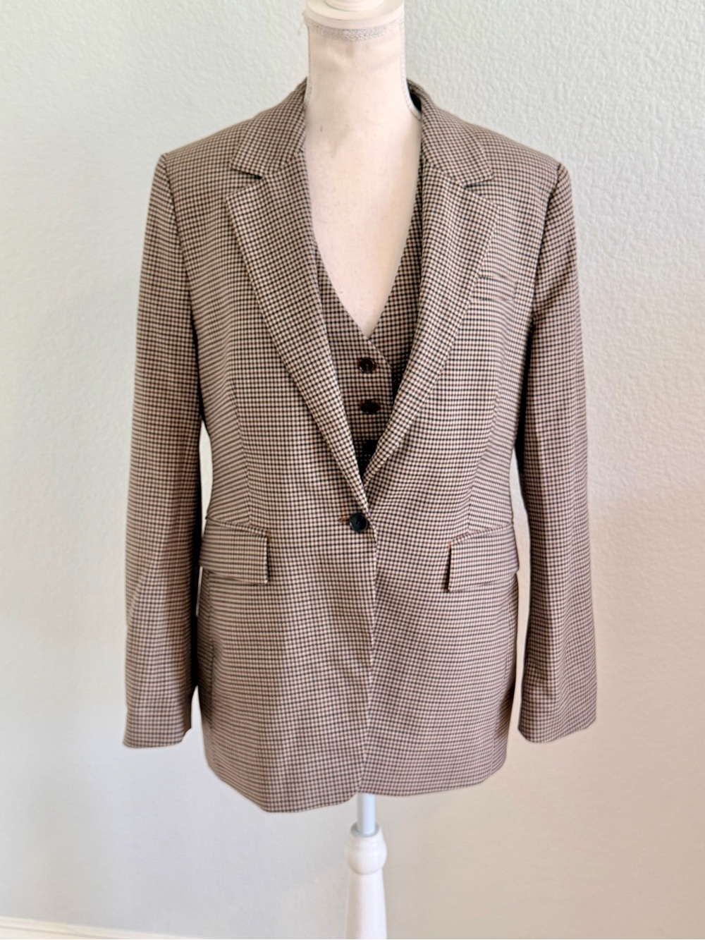 Banana Republic Brown Houndstooth Blazer Two Piece Set